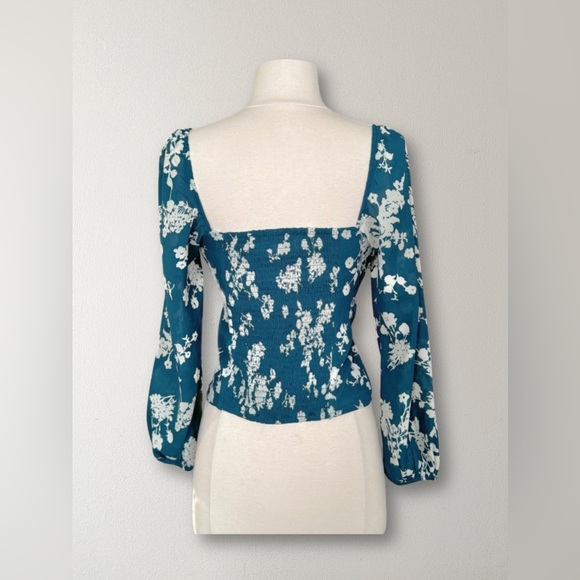 ABERCROMBIE & FITCH Green Floral Peasant Blouse XS - brand new never worn - Picture 3 of 8